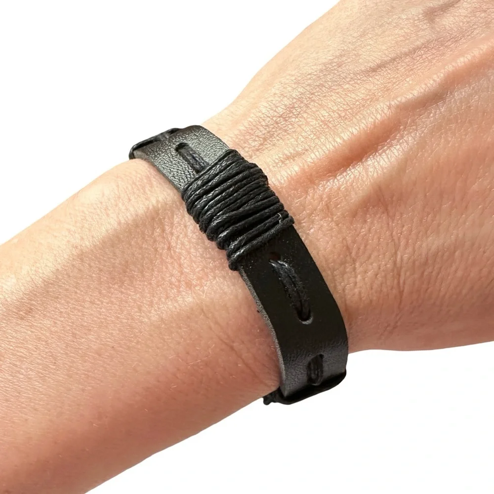 ⭐️ 5 for $25 Black Leather Bracelet Adjustable
